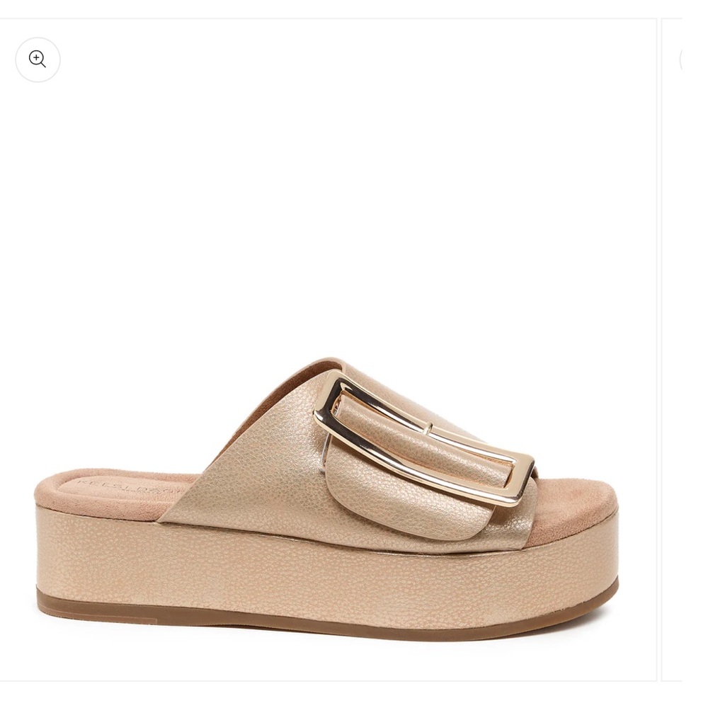 Kelsi Dagger Gold Platform Sandals with Modern Design